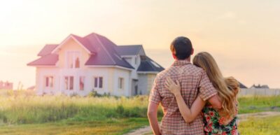 Couple looking at a wonderful house